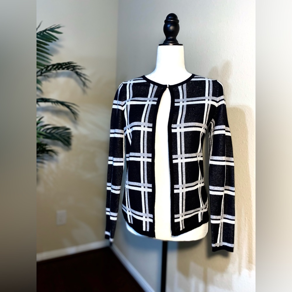 Cardigan metallic black grey Liz Claiborne